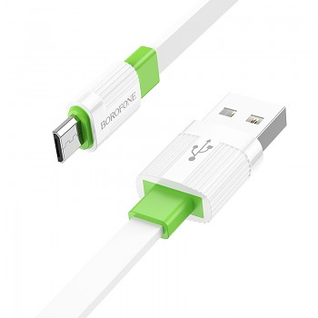 Borofone kabel BX89 Union - USB na Micro USB - 2,4A 1 metr bílo-zelený