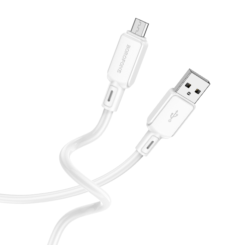 Levně Borofone kabel BX94 Crystal color - USB na Micro USB - 2,4A 1 metr bílý