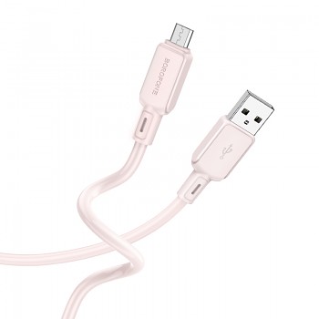 Borofone kabel BX94 Crystal color - USB na Micro USB - 2,4A 1 metr světle růžový