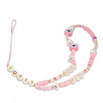 Řemínek k telefonu GUESS Beads Shell GUSTSHPP růžový