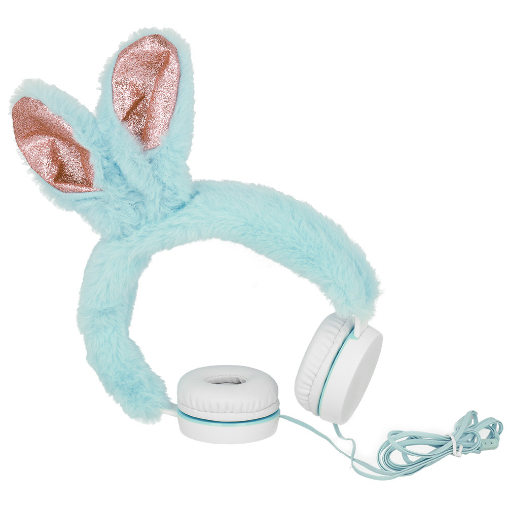 Levně Sluchátka GJBY Plush Rabbit modrá