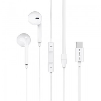 Sluchátka Borofone BM27 Amazing Sound s konektorem typu C a mikrofonem bílá
