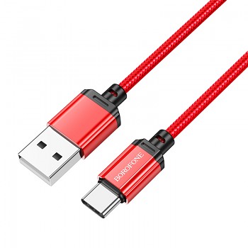 Kabel Borofone BX87 Sharp - USB na typ C - 3A 1 metr červený