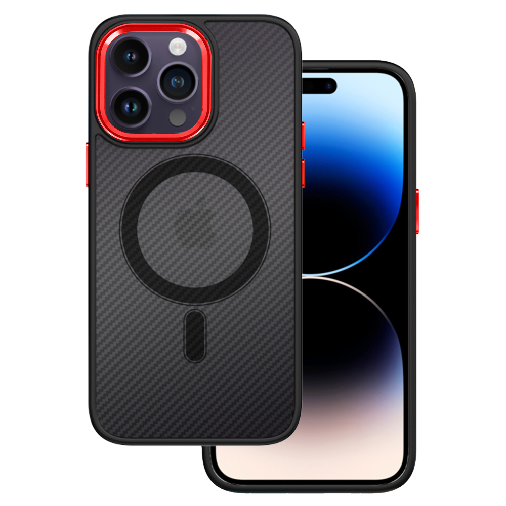 Levně Tel Protect Magnetic Carbon Case pro Iphone 15 Plus Black-red