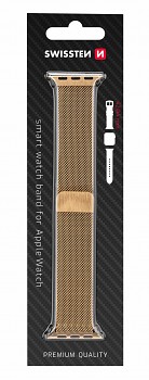 Řemínek Swissten pro Apple Watch milánský tah 42-44/45-49 mm růžovo zlatý