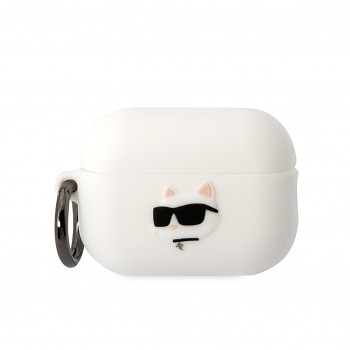 Karl Lagerfeld 3D Logo NFT Choupette Head Silikonové Pouzdro pro Airpods Pro 2 White