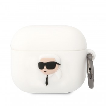 Karl Lagerfeld 3D Logo NFT Karl Head Silikonové Pouzdro pro Airpods 3 White