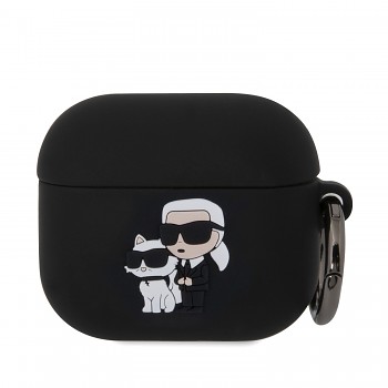 Karl Lagerfeld 3D Logo NFT Karl and Choupette Silikonové Pouzdro pro AirPods 3 Black