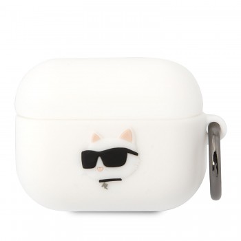 Karl Lagerfeld 3D Logo NFT Choupette Head Silikonové Pouzdro pro Airpods Pro White