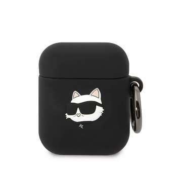 Karl Lagerfeld 3D Logo NFT Choupette Head Silikonové Pouzdro pro Airpods 1/2 Black