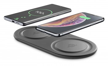 Bezdrátová nabíjecí stanice Cellularline Wireless Fast Charger Dual s 2 x 10W, Qi kompatibilní, černá 