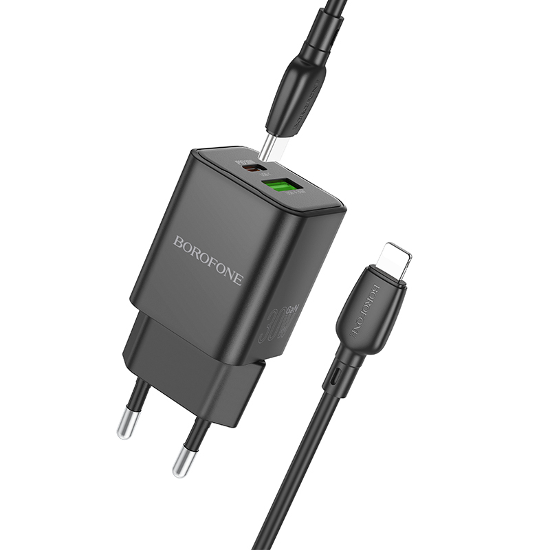 Levně Rychlonabíječka Borofone BN14 vč. datového kabelu Lightning Dual 30W černá