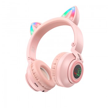 Bezdrátová sluchátka Borofone BO18 Cat Ear růžová