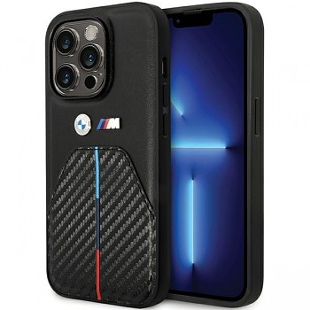 Originální pouzdro BMW Stamped Tricolor Stripe BMHCP14L22NSTB pro Iphone 14 Pro Black