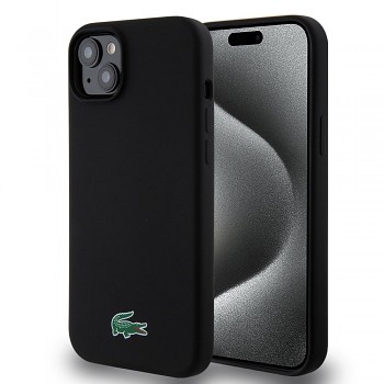 Lacoste Liquid Silicone Microfiber Croc Logo Magsafe Zadní Kryt pro iPhone 15 Plus Black