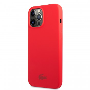 Zadní kryt Lacoste Liquid Silicone Glossy Printing Logo pro iPhone 13 Pro Max Red