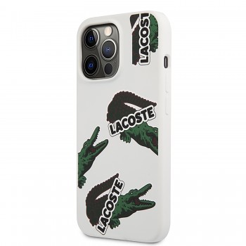 Zadní kryt Lacoste Liquid Silicone Allover Pattern pro iPhone 13 Pro Max White