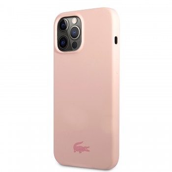 Zadní kryt Lacoste Liquid Silicone Glossy Printing Logo pro iPhone 13 Pro Pink