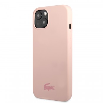 Zadní kryt Lacoste Liquid Silicone Glossy Printing Logo pro iPhone 13 Pink