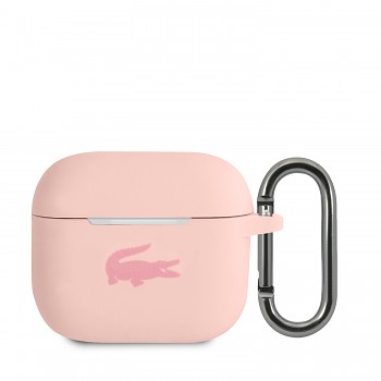 Pouzdro Lacoste Liquid Silicone Glossy Printing Logo pro Airpods 3 růžové