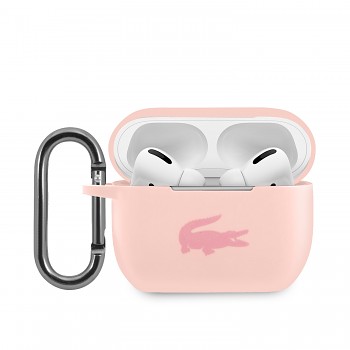 Pouzdro Lacoste Liquid Silicone Glossy Printing Logo pro Airpods Pro růžové