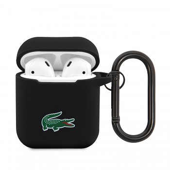 Pouzdro Lacoste Liquid Silicone Croc Logo pro AirPods 1-2 černé