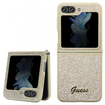 Originální zadní kryt GUESS Glitter Script GUHCZF5HGGSHD pro Samsung Galaxy Z Flip 5 Gold