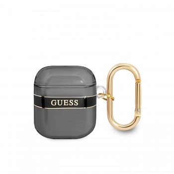 Pouzdro Guess TPU Printed Stripe pro Airpods 1-2 černé