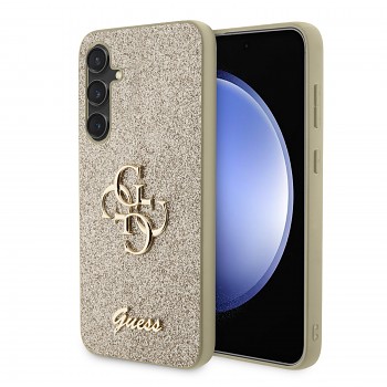 Zadní kryt Guess PU Fixed Glitter 4G Metal Logo pro Samsung Galaxy S23 FE Gold