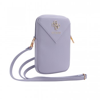 Guess PU Grained 4G Metal Logo Walltet Phone Bag Zipper Purple