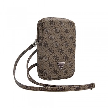 Guess PU 4G Triangle Logo Walltet Phone Bag Zipper Brown