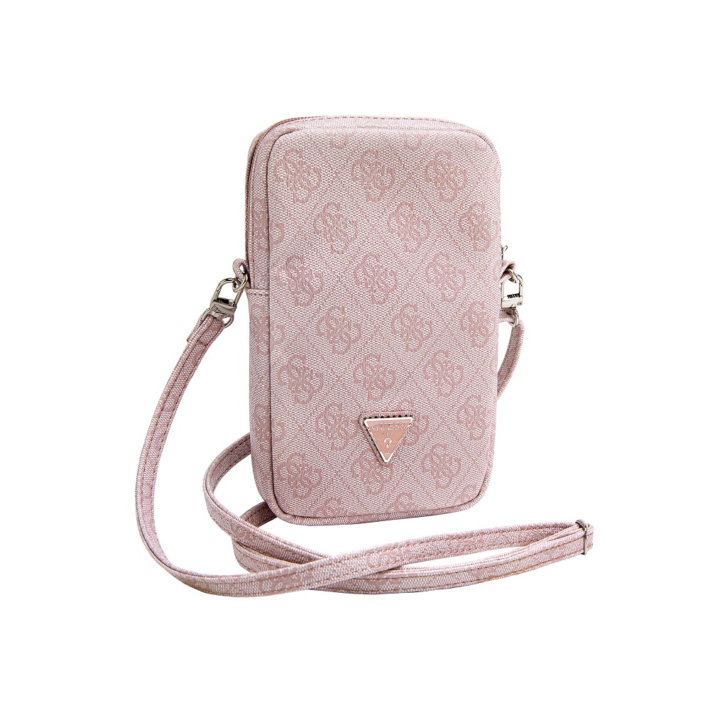 Levně Guess PU 4G Triangle Logo Walltet Phone Bag Zipper Pink
