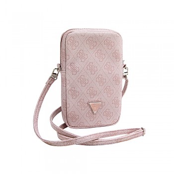 Guess PU 4G Triangle Logo Walltet Phone Bag Zipper Pink