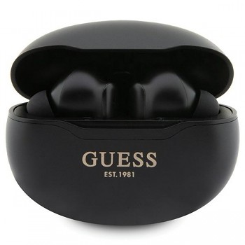Originální bezdrátová sluchátka TWS GUESS GUTWST50EK + dokovací stanice Classic EST černá