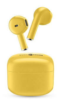 TWS bezdrátová pecková sluchátka Music Sound SWAG, žlutá