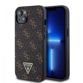 Guess PU Leather 4G Triangle Metal Logo Zadní Kryt pro iPhone 13 Black