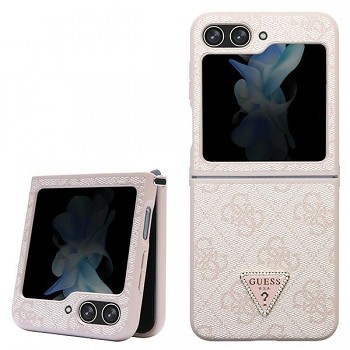 Originální zadní kryt GUESS - hardcase Leather 4G Triangle Strass GUHCZF5P4TDPP pro Samsung Galaxy Z Flip 5 Pink