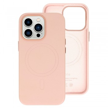 Kožené pouzdro MagSafe pro Iphone 15 Světle růžové