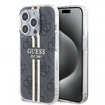 Guess IML 4G Gold Stripe Zadní Kryt pro iPhone 15 Pro Black