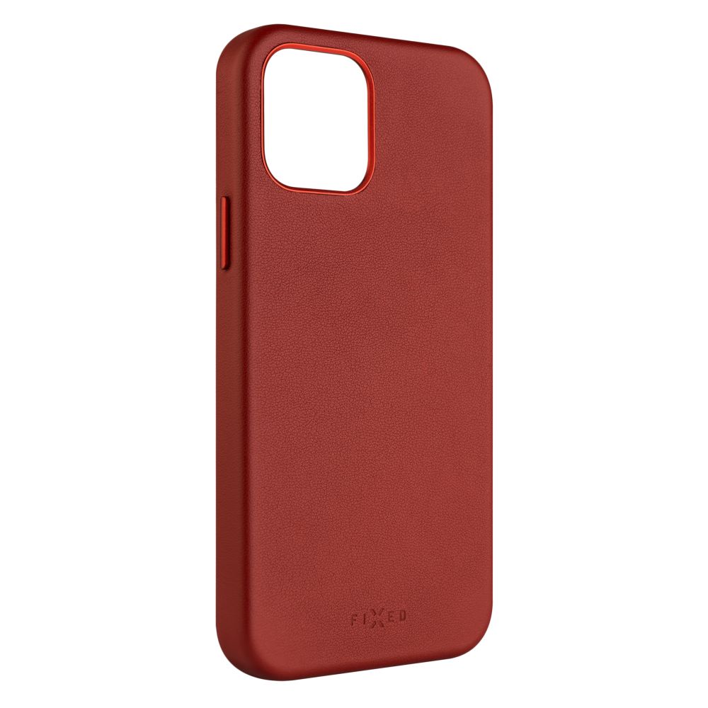 Levně Kožený zadní kryt FIXED MagLeather s podporou MagSafe pro Apple iPhone 12/12 Pro, červený