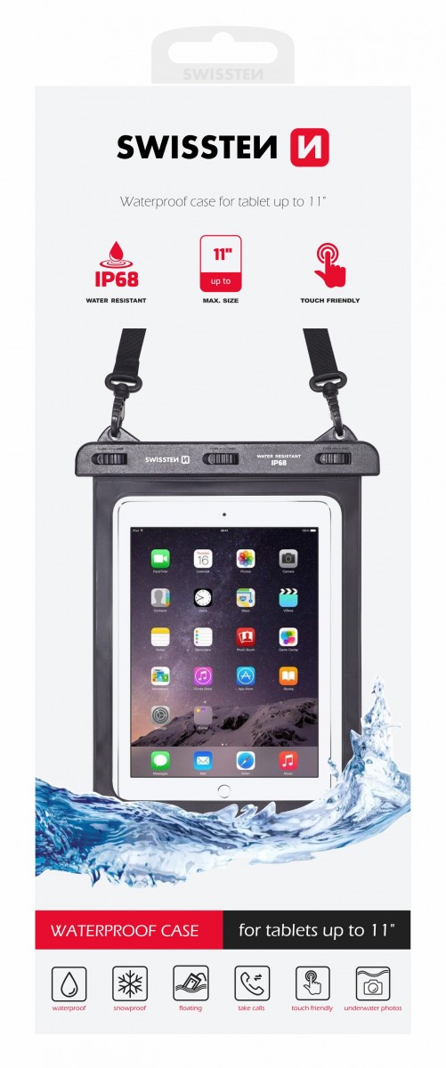 Levně Vodotěsné pouzdro na tablet Swissten Waterproof 10,1" černé