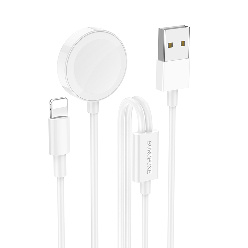Levně Bezdrátová nabíječka Borofone BQ22 2v1 pro mobilní telefon - iWatch bílá