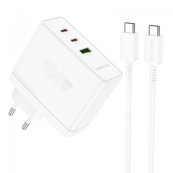 Rychlonabíječka Borofone BN11 včetně USB-C datového kabelu 100W bílá