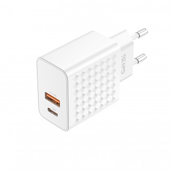 Adaptér Foneng EU42 GaN - USB + Type C - PD 20W 3A bílý