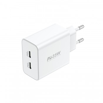 Adaptér Foneng EU50 - 2xTyp C - PD 35W 3A bílý