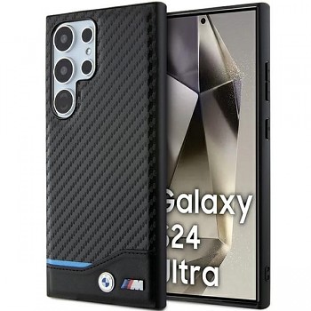 Originální pouzdro BMW Leather Carbon BMHCS24L22NBCK pro Samsung Galaxy S24 Ultra Black