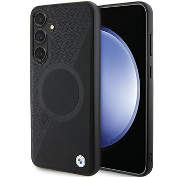 Originální pouzdro BMW hardcase Signature Leather Half Textured & Circle MagSafe BMHMS24M23RTPK pro Samsung Galaxy S24 Plus Black
