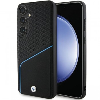 Originální pouzdro BMW hardcase Signature Leather Textured & Line MagSafe pro Samsung Galaxy S24 Black