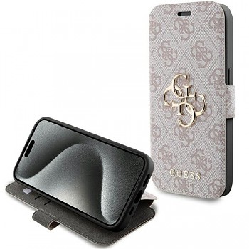 Originální pouzdro GUESS book 4G Metal Logo GUBKP15L4GMGPI pro Iphone 15 Pro pink