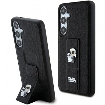 Originální pouzdro KARL LAGERFELD hardcase Gripstand Saffiano Karl&Choupette Pins KLHCS24SGSAKCPK pro Samsung Galaxy S24 black